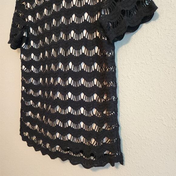Kate Spade‎ Black Shanghai Scalloped Lace Blouse Size 2 - Picture 6 of 12